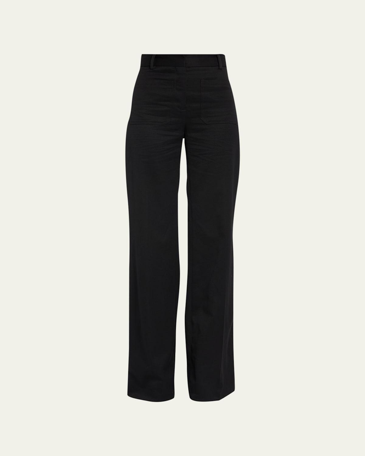 Nili Lotan Christophe Wide Leg Virgin Wool Pants Product Image