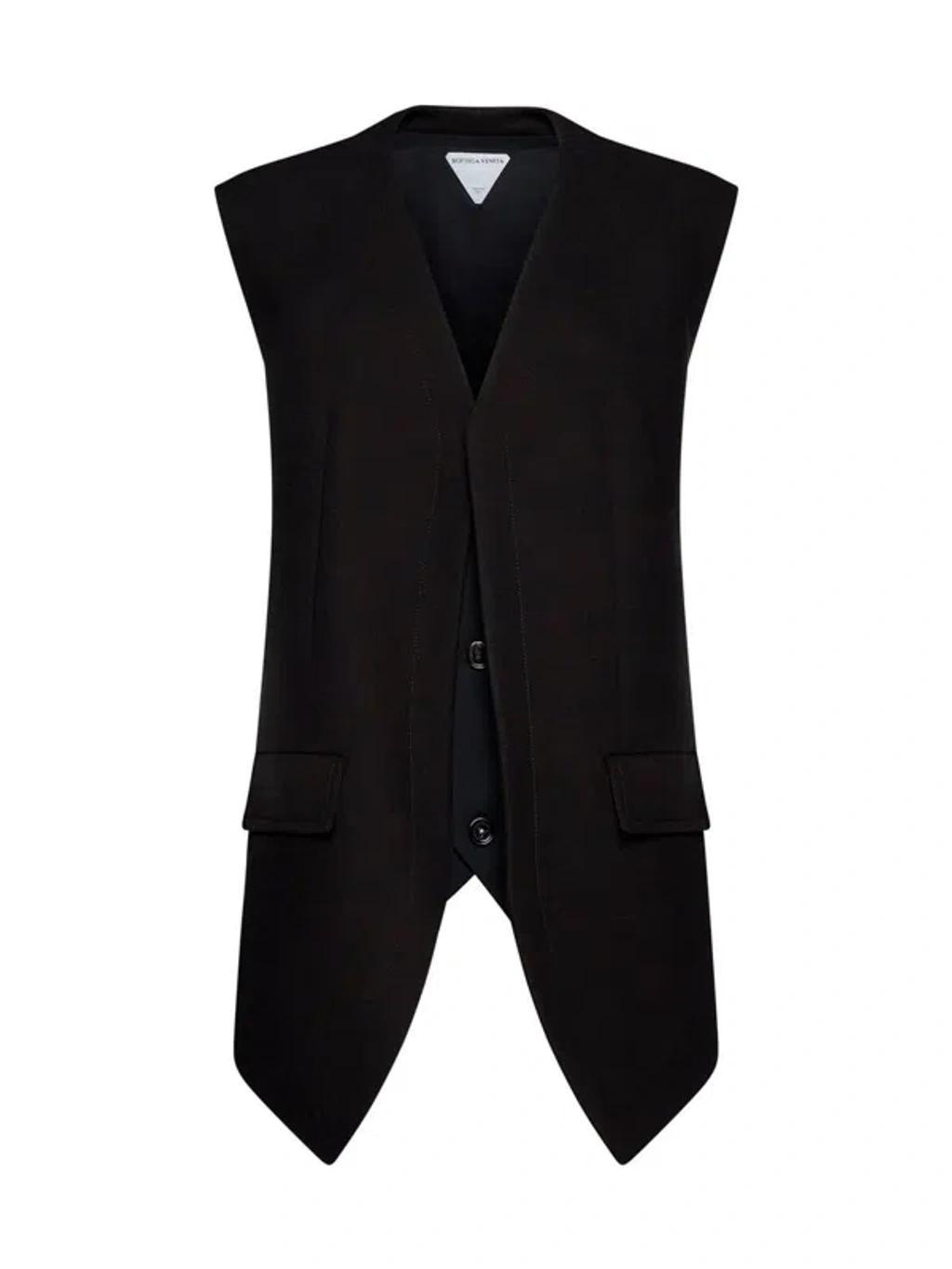 Oversized Cotton-blend Melange Vest In Fondant,black Product Image