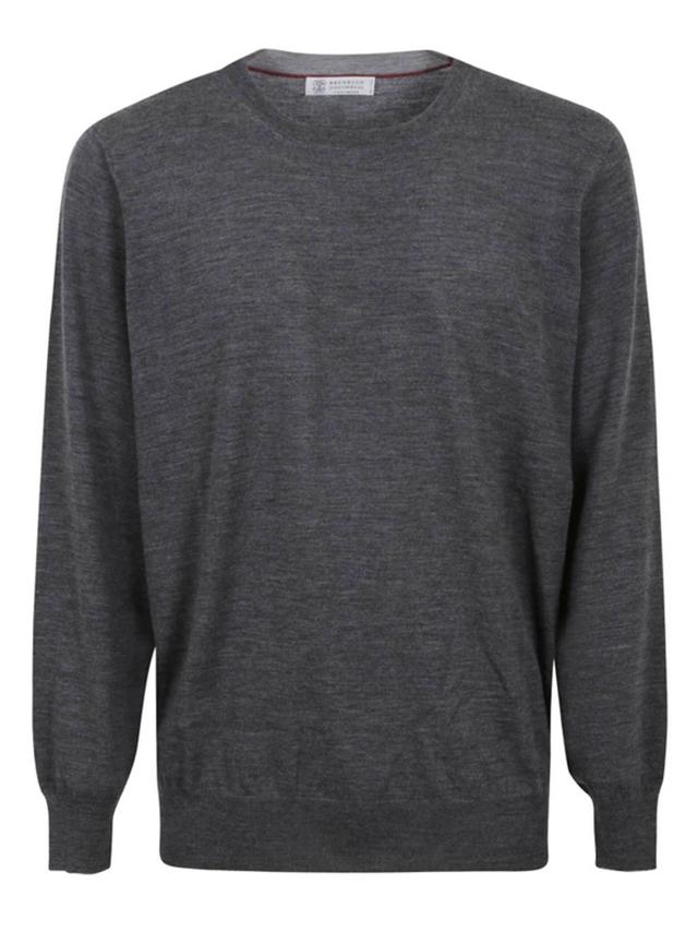 Crewneck Knit Sweater In Grey Product Image