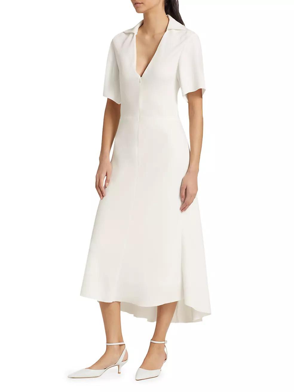 Crepe Zip-Front Polo Midi-Dress Product Image