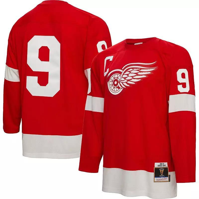 Mens Mitchell & Ness Gordie Howe Detroit Wings Big & Tall 1960 Captain Patch Blue Line Player Jersey Product Image