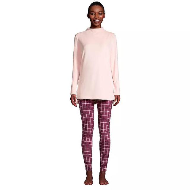 Womens Lands End Cozy Long Sleeve Pajama Top & Pajama Leggings Set Medallion Pink Product Image