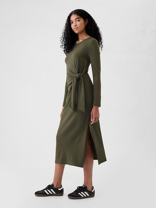 Modern Rib Tie-Knot Midi Dress Product Image