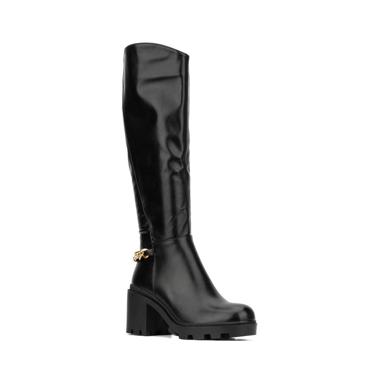 Torgeis Athena Womens Heeled Knee-High Boots Black Product Image