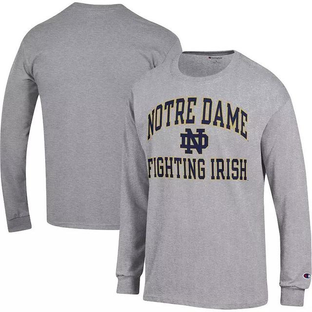 Mens Champion Heather Gray Notre Dame Fighting Irish High Motor Long Sleeve T-Shirt Product Image