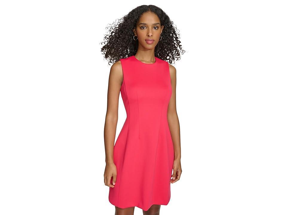 Calvin Klein Short Scuba Bubble Dress (Lipstick) Women's Dress Product Image