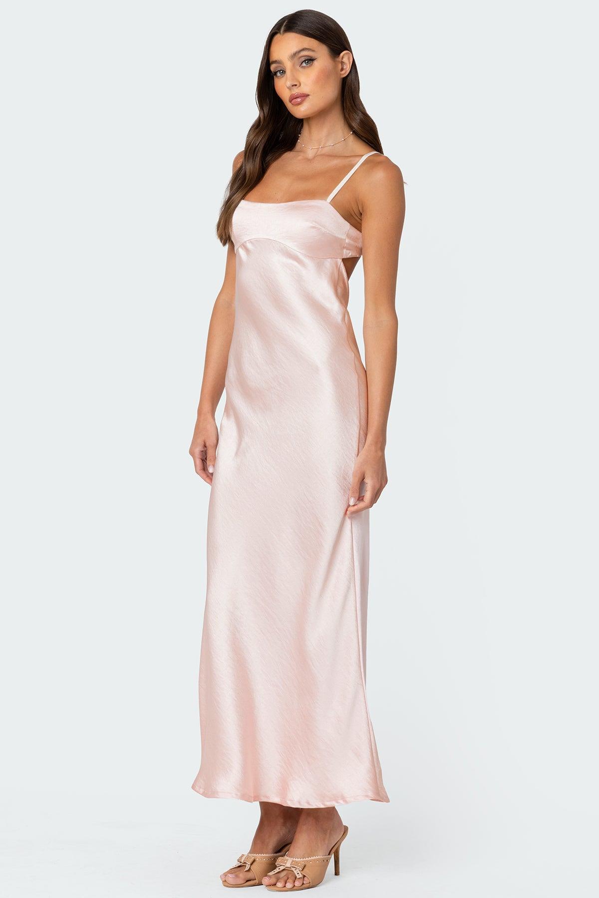 Vienna Open Back Satin Maxi Dress Product Image