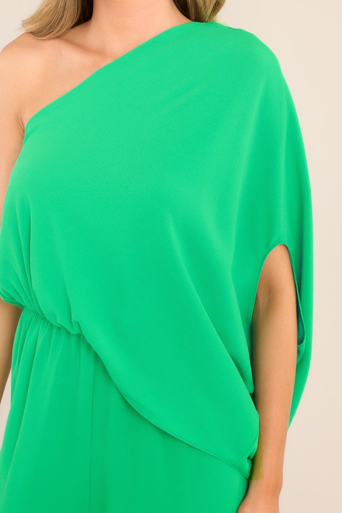 Dreaming Of New Green One Shoulder Jumpsuit Product Image