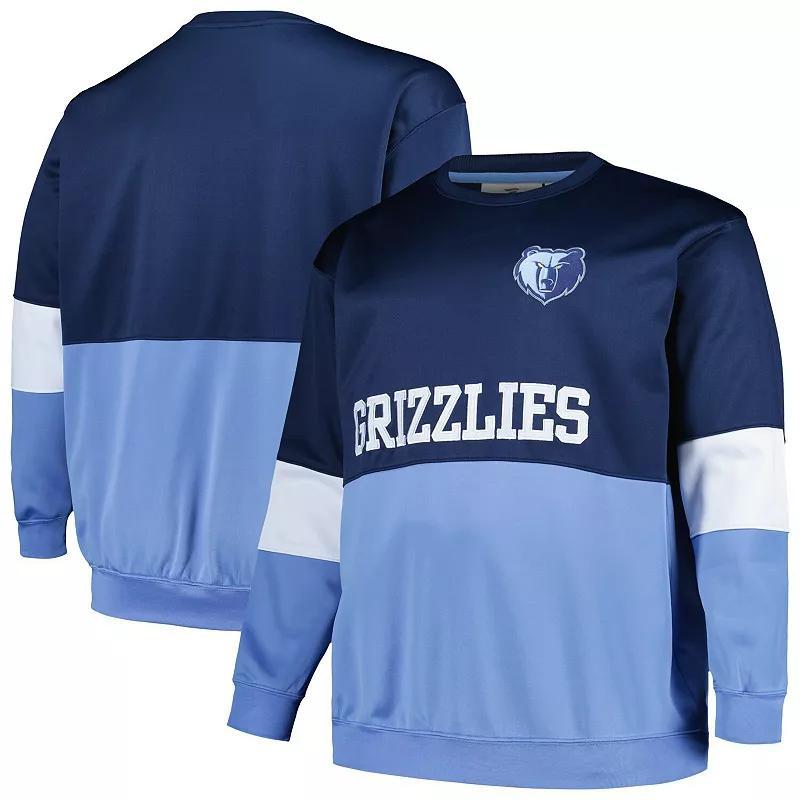 Mens Fanatics Branded Navy/Light Blue Memphis Grizzlies Big & Tall Split Pullover Sweatshirt Grz Blue Product Image