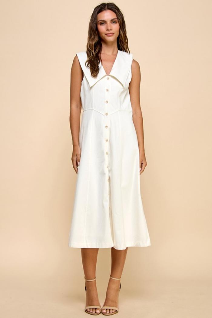 S/L Button Front Midi Dress Product Image