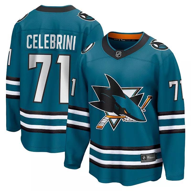 Mens Fanatics Macklin Celebrini Teal San Jose Sharks Home Breakaway Jersey Product Image