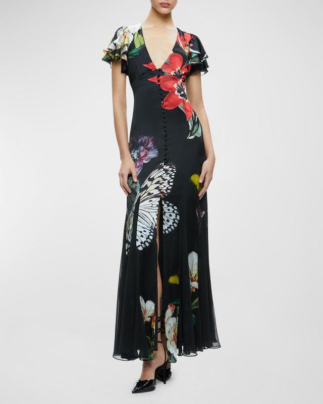 Womens Fara Floral Butterfly Flutter Maxi Dress Product Image