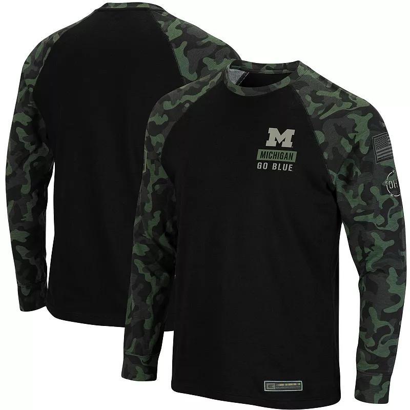 Mens Black Nebraska Huskers Oht Military-Inspired Appreciation Camo Raglan Long Sleeve T-shirt Product Image