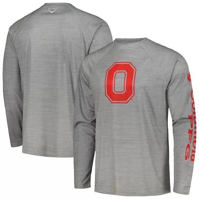 Mens Columbia Gray Ohio State Buckeyes PFG Terminal Tackle Omni-Shade Raglan Long Sleeve T-Shirt Product Image