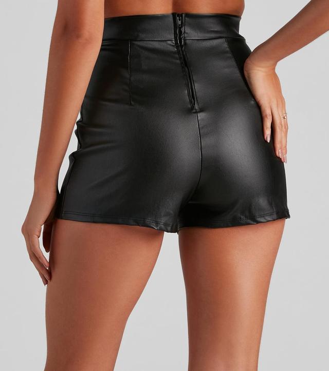 High Waist Coated Faux Leather Shorts Product Image