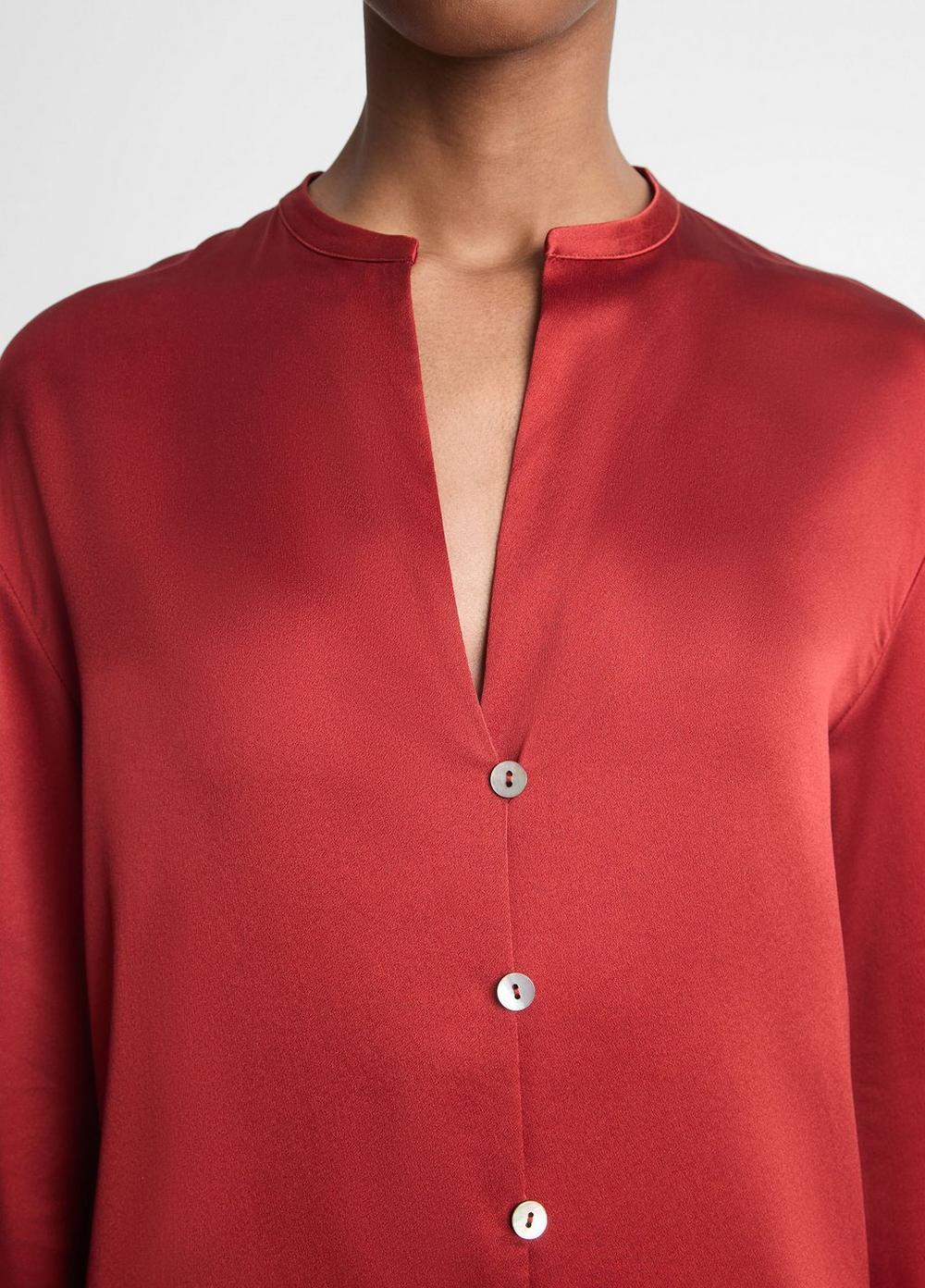 Silk Band-Collar Blouse Product Image