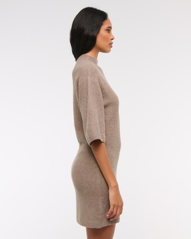 Short-Sleeve Boucle Mini Sweater Dress Product Image