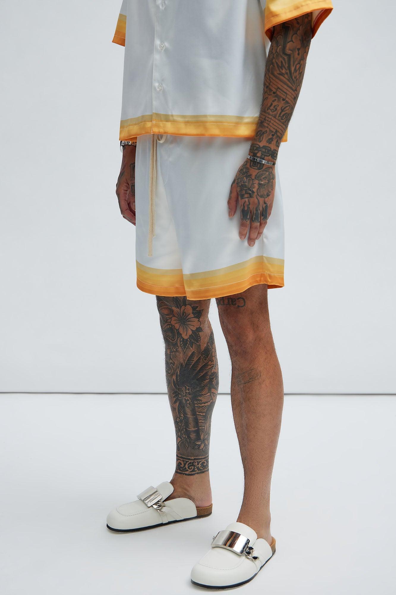 Dale Printed Stripes Shorts - White/combo Product Image