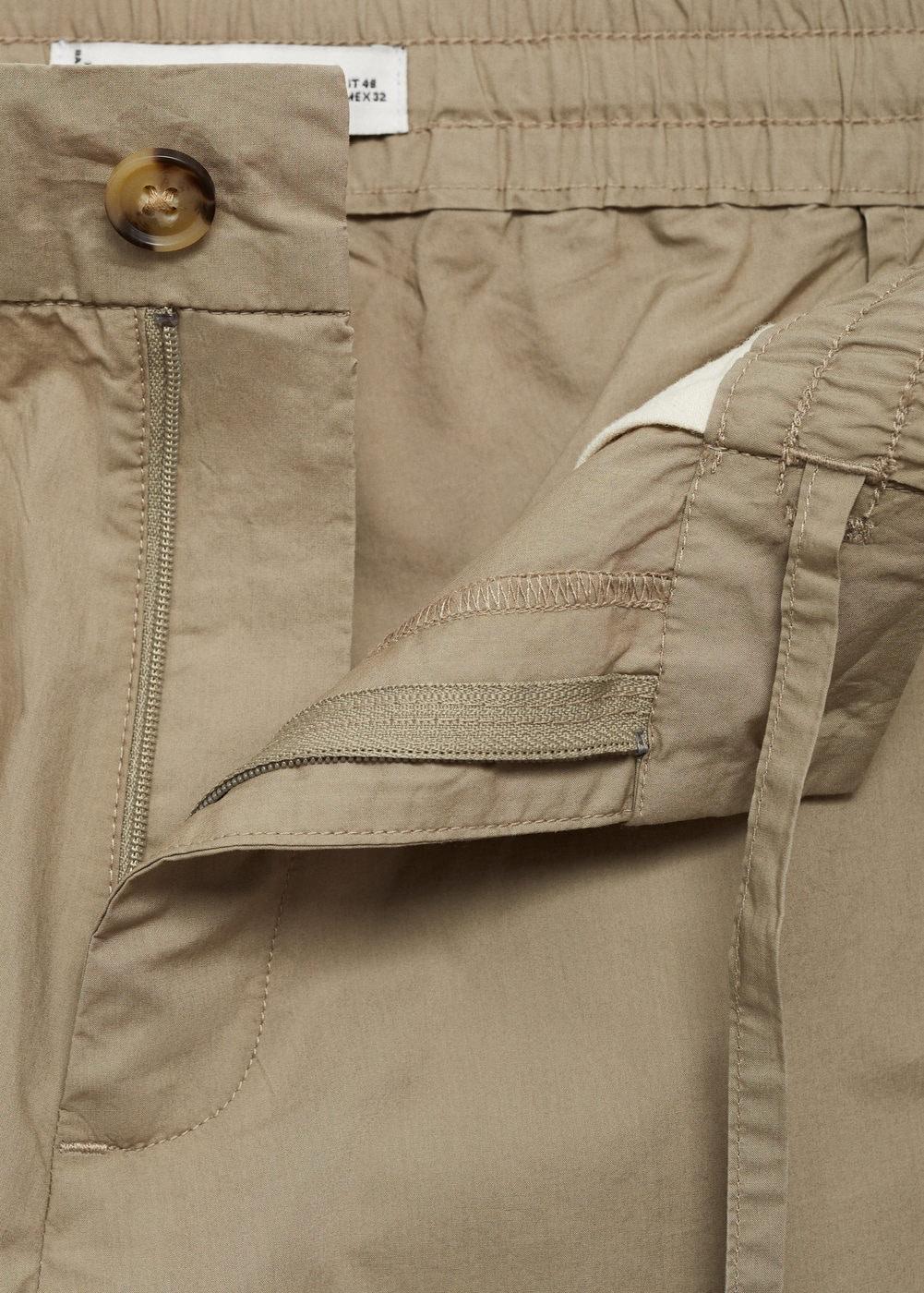 MANGO MAN - Drawstring cotton trousers mink greyMen Product Image