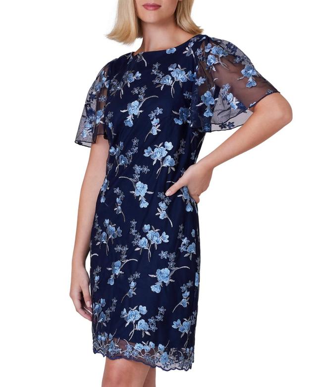 Jessica Howard Womens Printed Flared-Short-Sleeve Sheath Dress Product Image