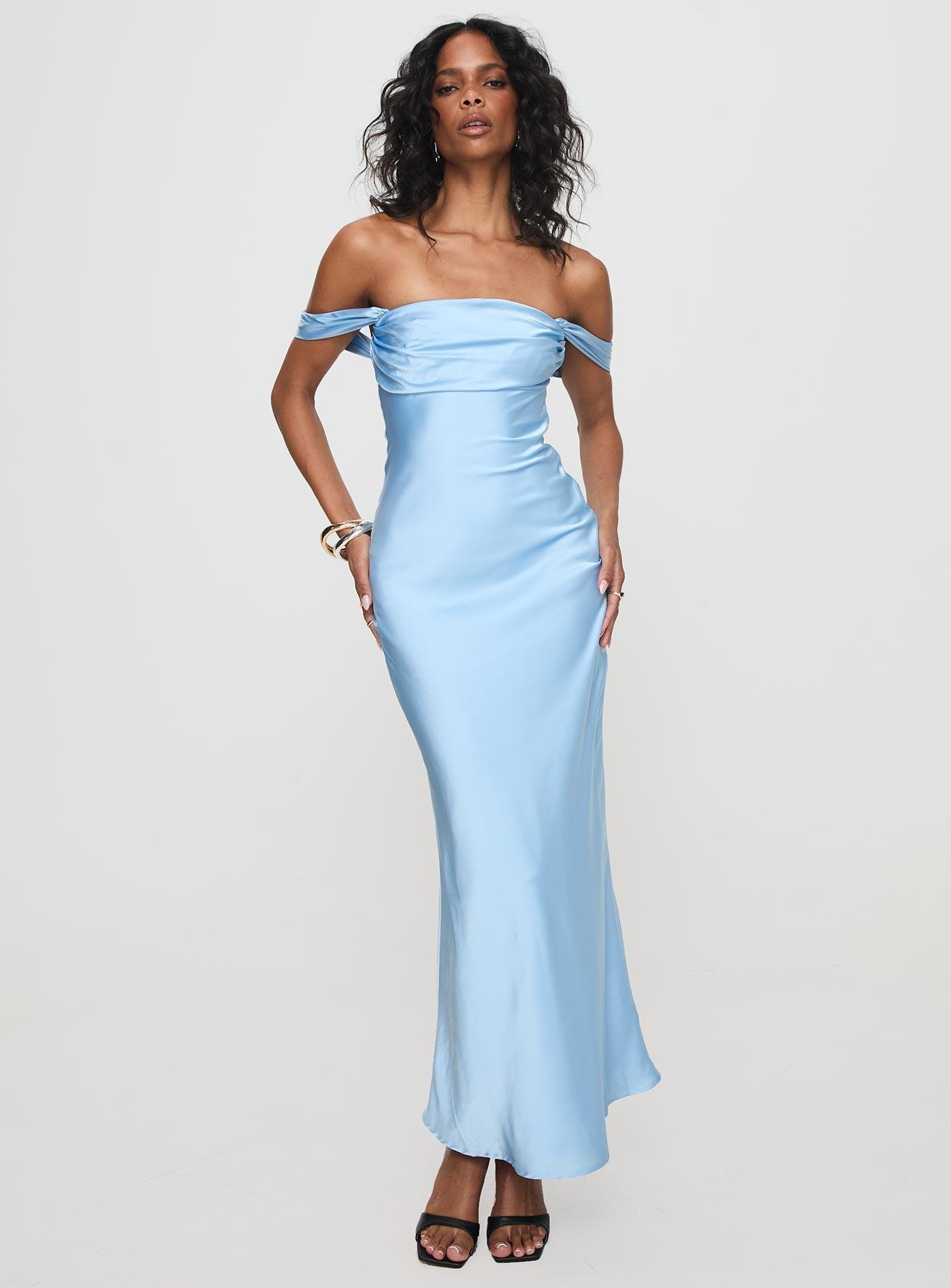 Azura Off The Shoulder Maxi Dress Blue Product Image