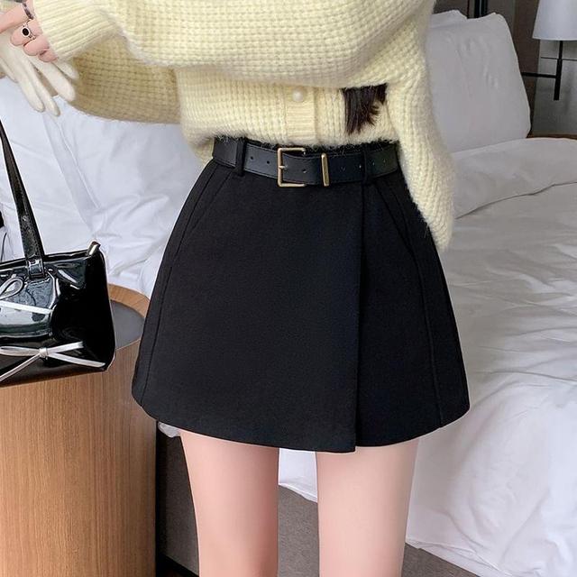 High Waist Plain Mini Skort Product Image