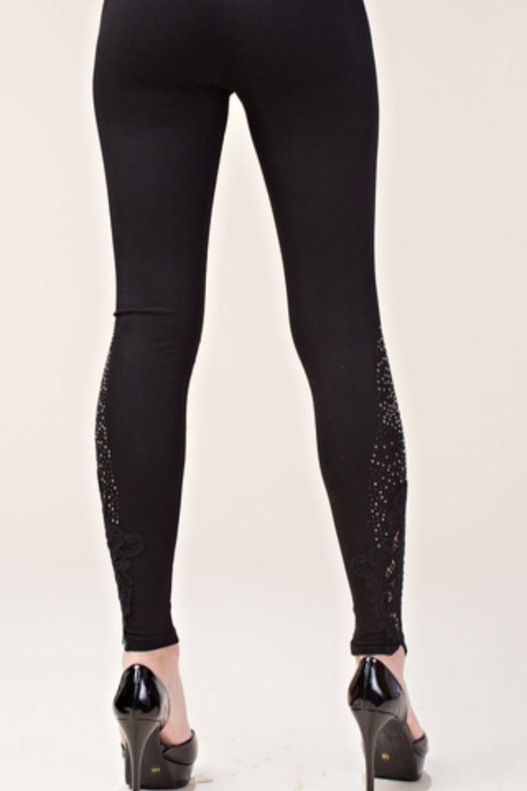 Black Knit Legging with Stones Female Product Image