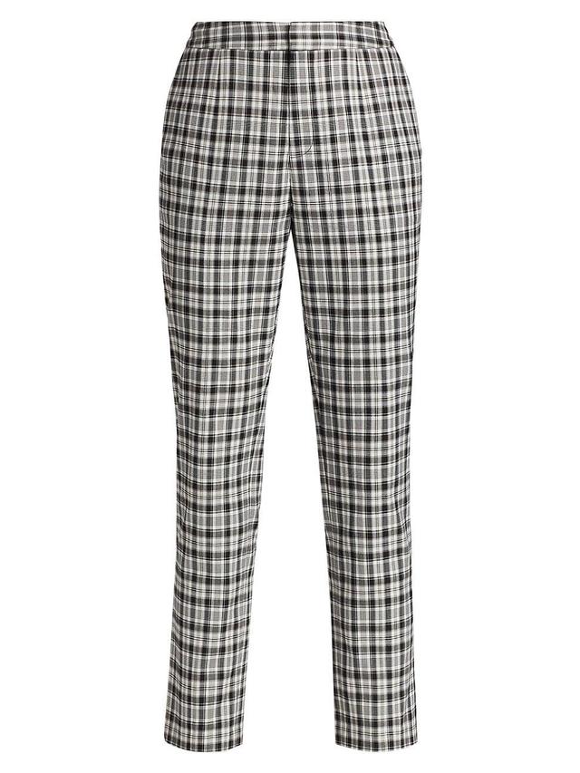 Womens Plaid Straight-Leg Crop Trousers Product Image