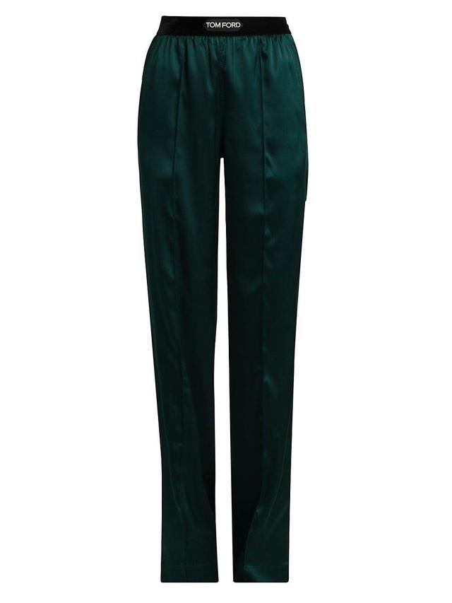 Womens Logo Stretch Silk Satin Pajama Pants Product Image