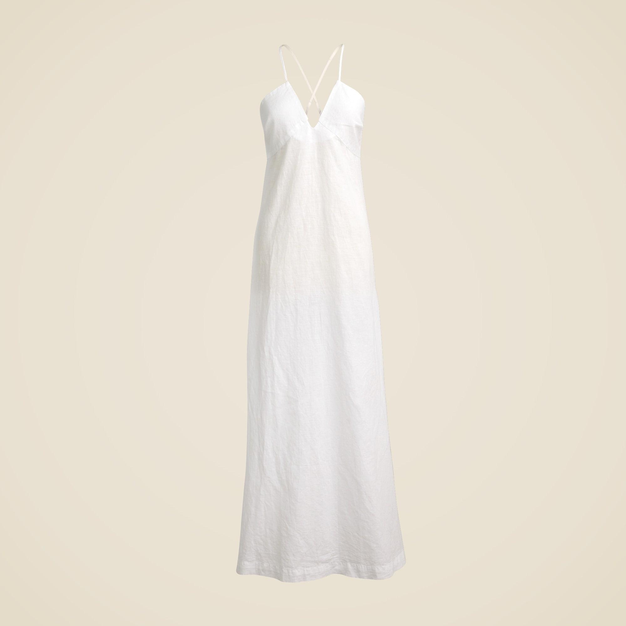 Cross-back beach dress in linen-cotton blend Product Image