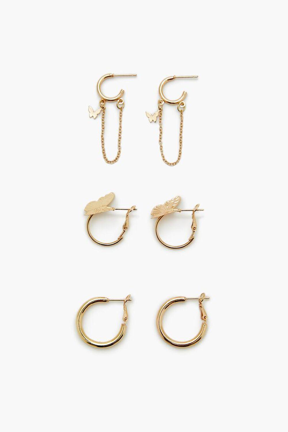 Butterfly Hoop Earrings Set | Forever 21 Product Image