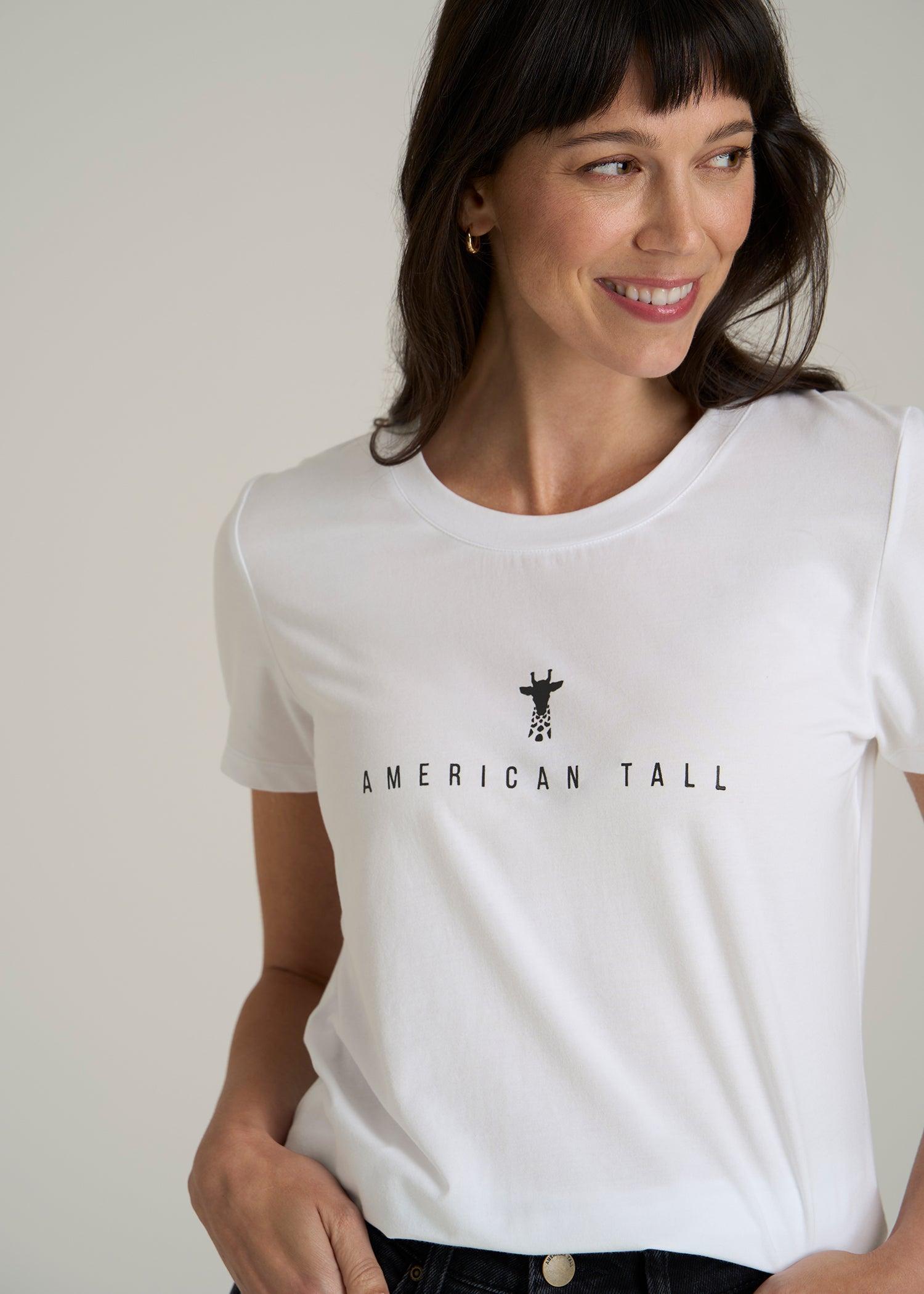 Logo Tee for Tall Women in White Product Image