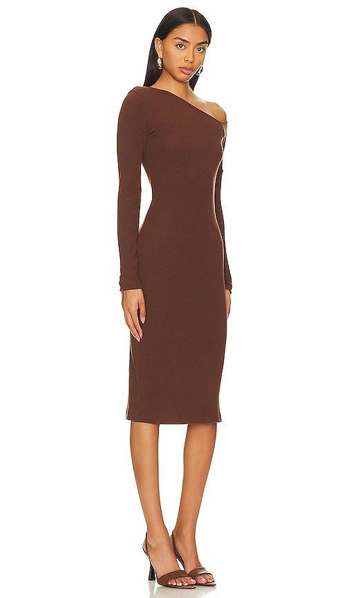 Enza Costa Knit One-shoulder Dress in Brown. Size S, XS. Product Image