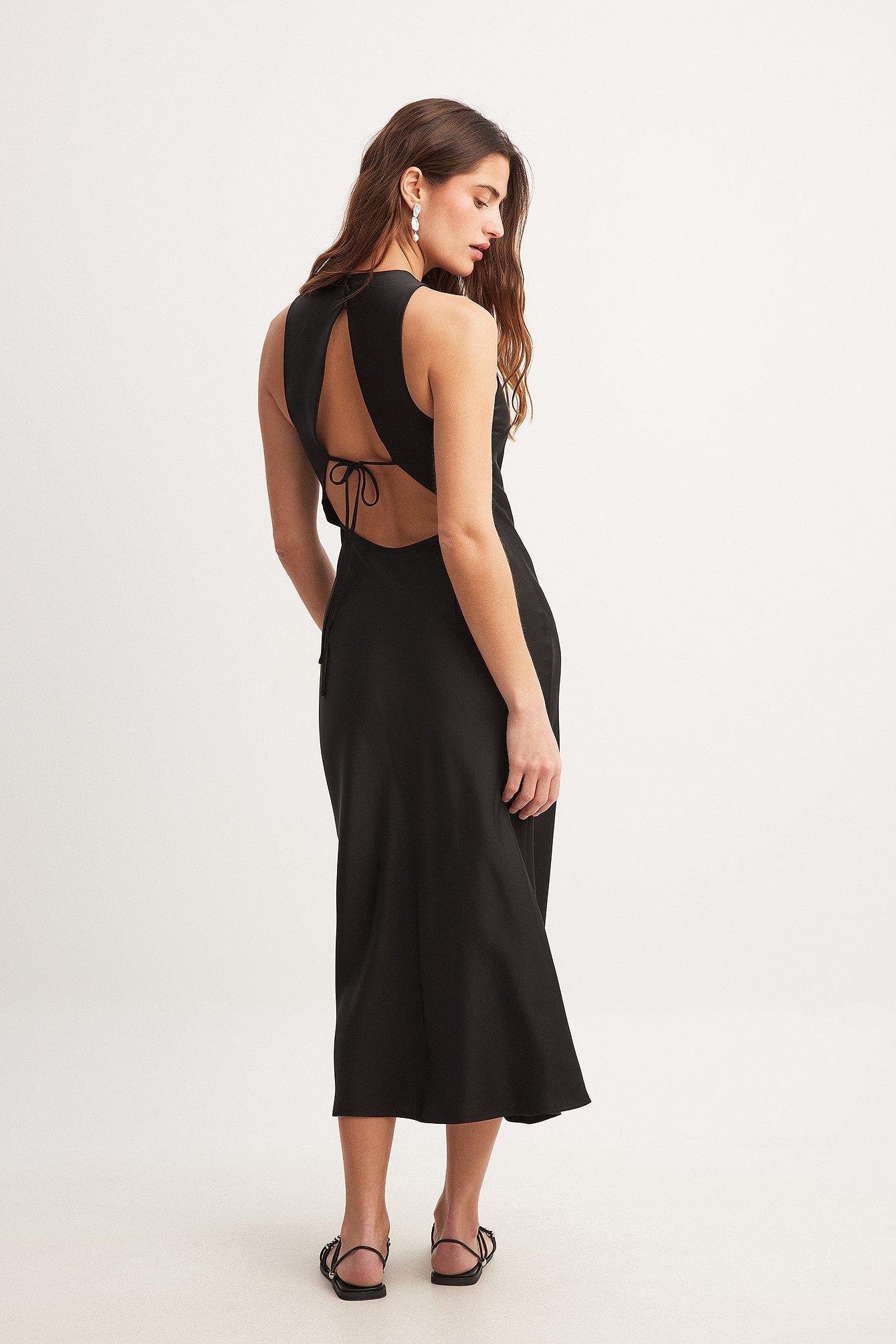 Satin Open Back Midi Dress Product Image