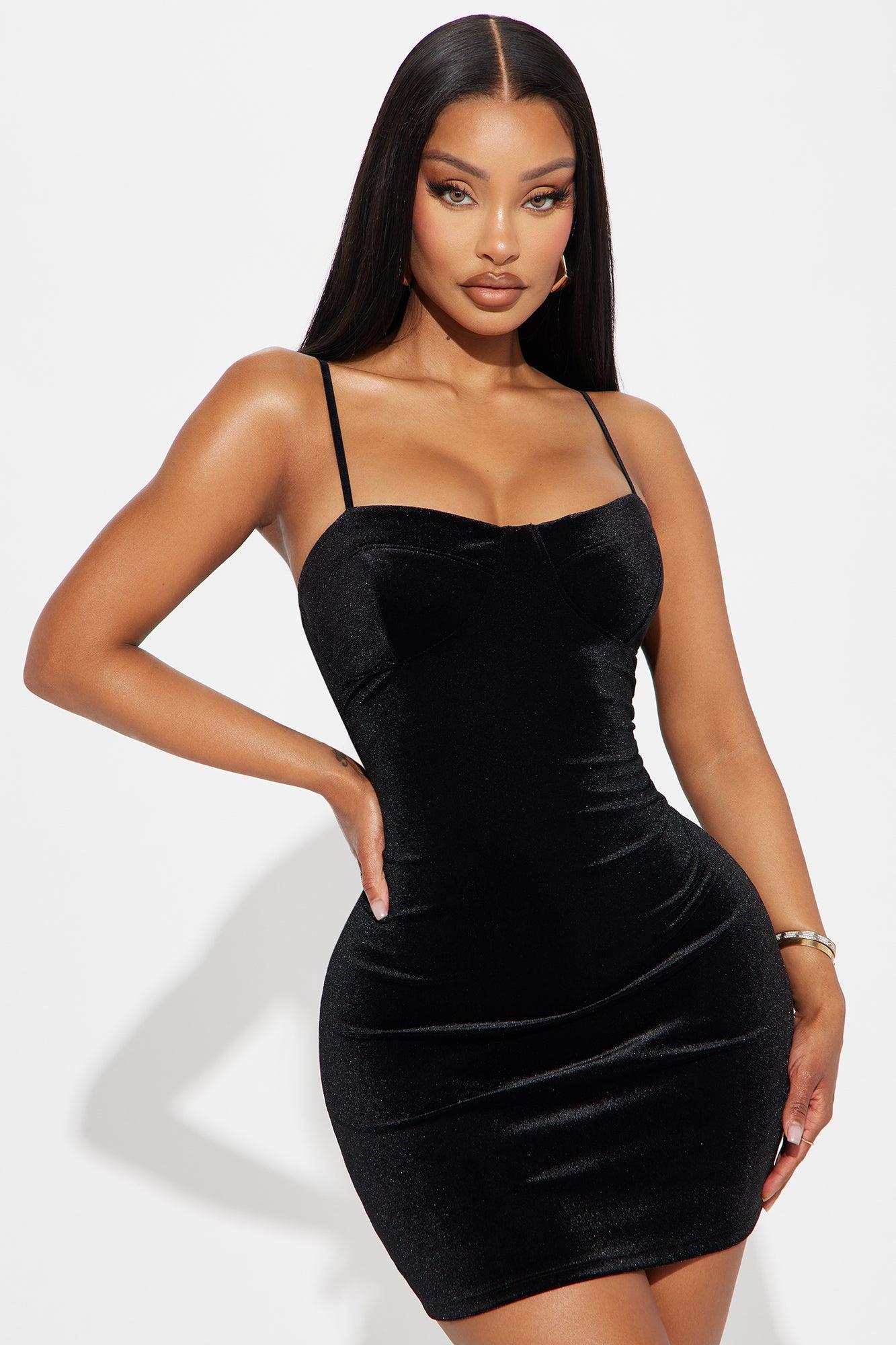 Crush On You Velvet Mini Dress - Black Product Image