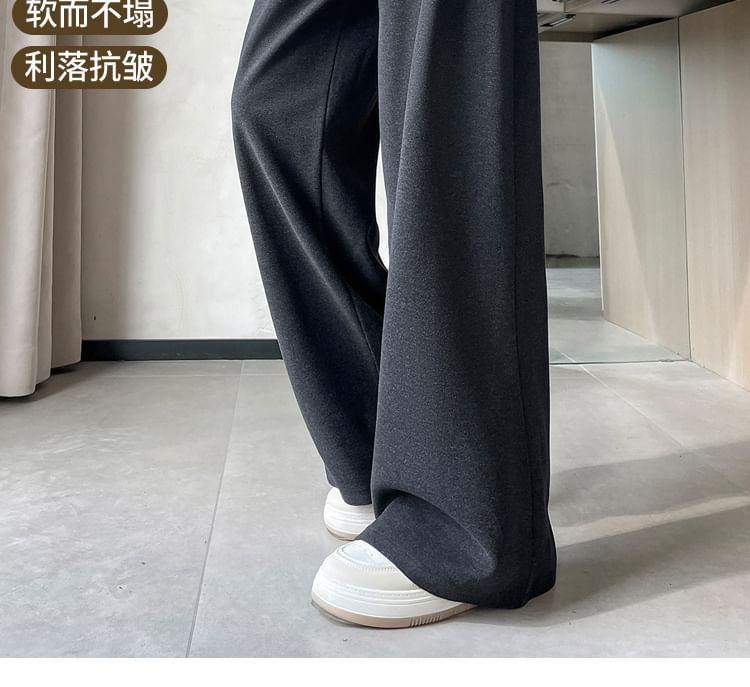 High Waist Plain Wide Leg Suit Pants (Various Designs) Product Image