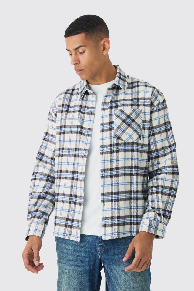 Oversized Long Sleeve Flannel Shirt | boohooMAN USA Product Image