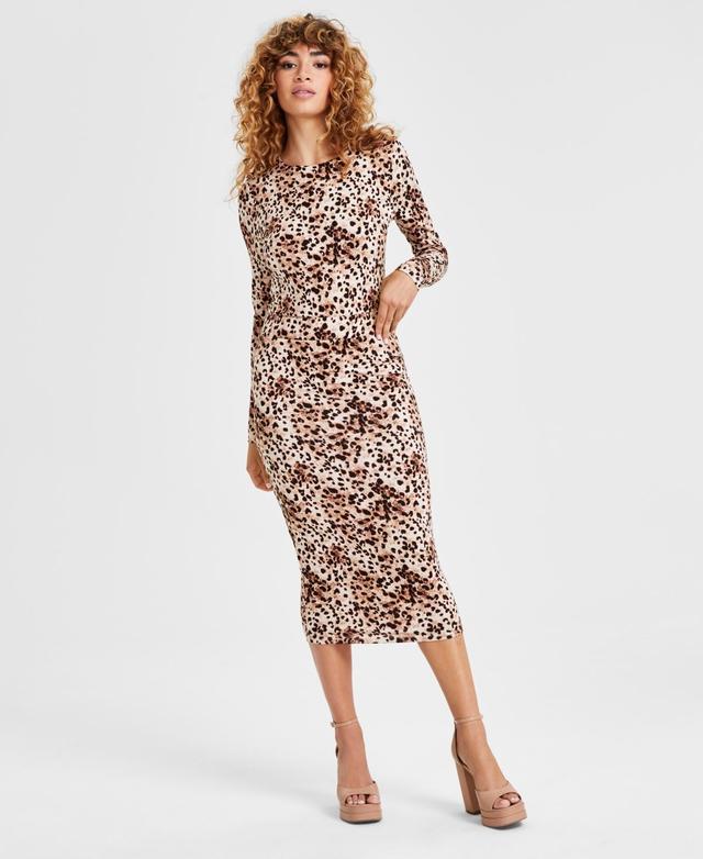 Bar Iii Womens Cheetah-Print Jersey Midi Skirt, Created for Macys Product Image