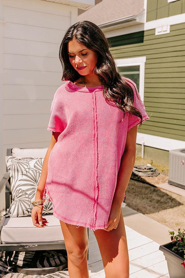 Visions Of You Waffle Knit Top In Pink Product Image