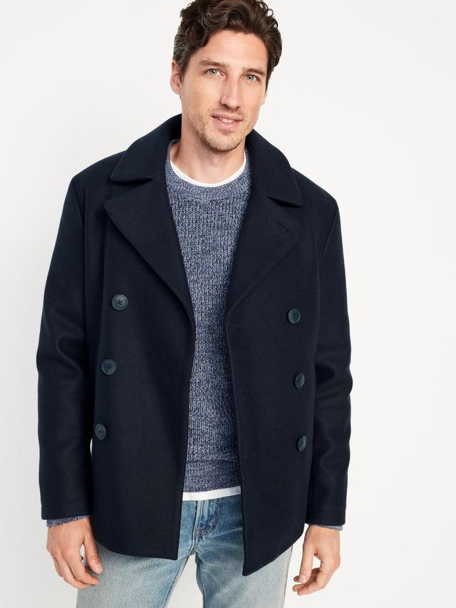 Soft-Brushed Double-Breasted Peacoat for Men Product Image