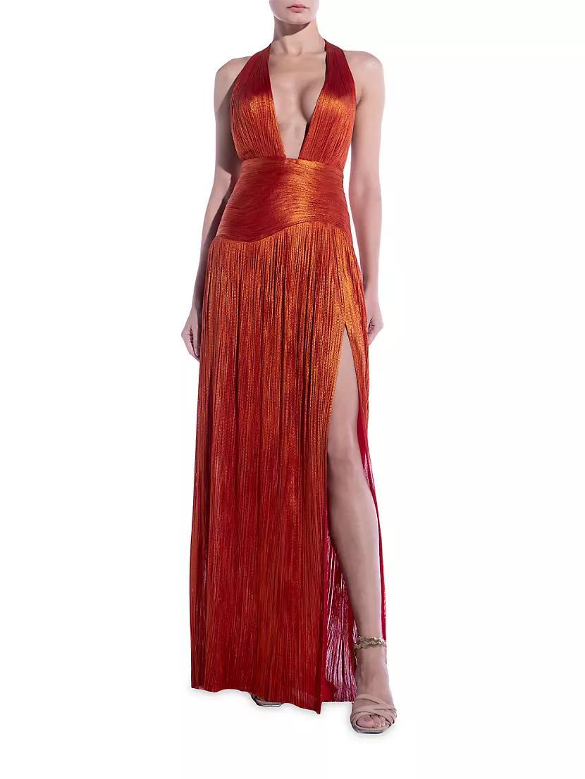 Gemma Metallic Silk Plunge Gown Product Image