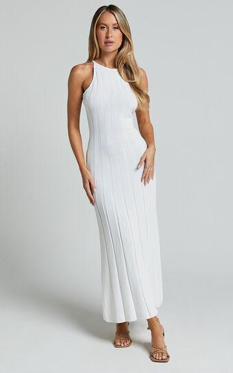 Lana Midi Dress - Racer Knitted Rib Dress in Ivory Product Image