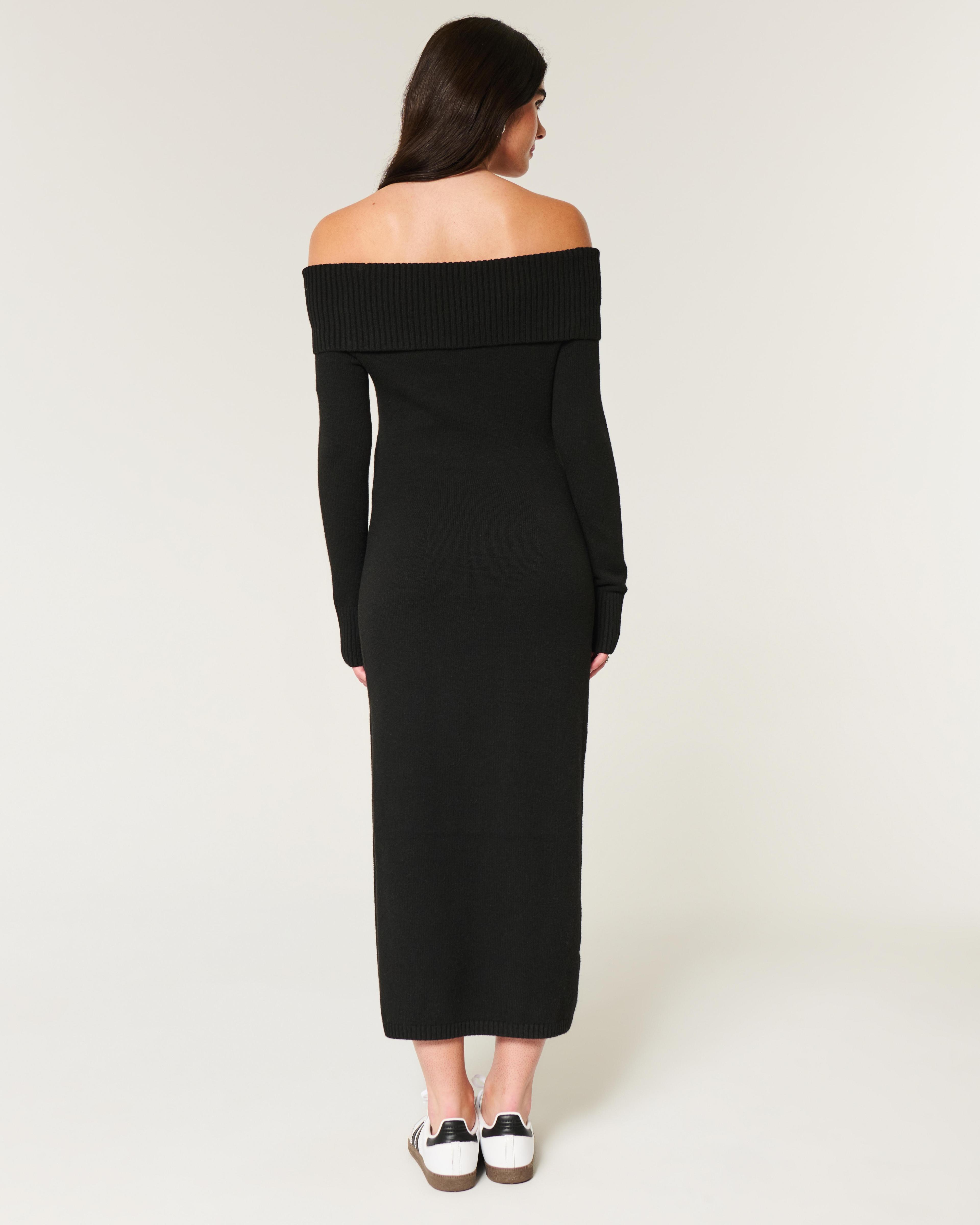 Off-the-Shoulder Midi Sweater Dress Product Image