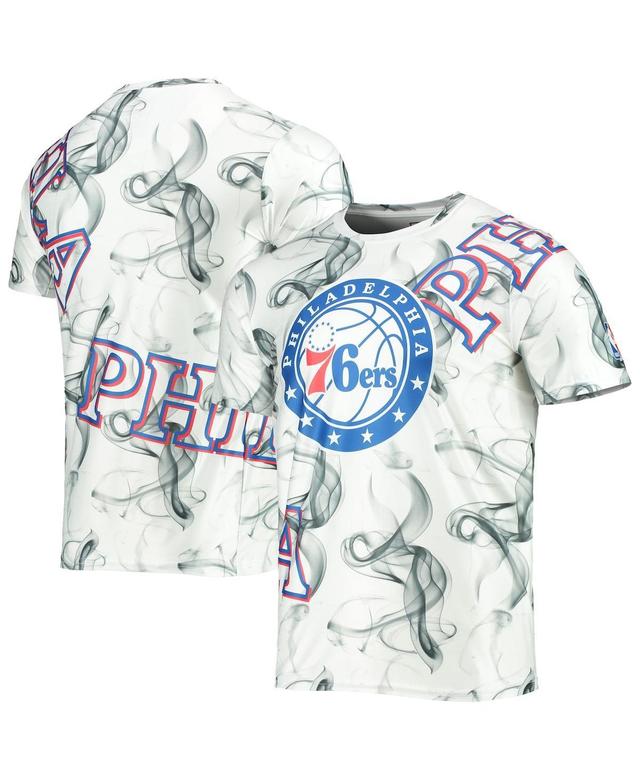 Mens FISLL White/Black Philadelphia 76ers Asymmetric Bold Smoke T-Shirt Product Image