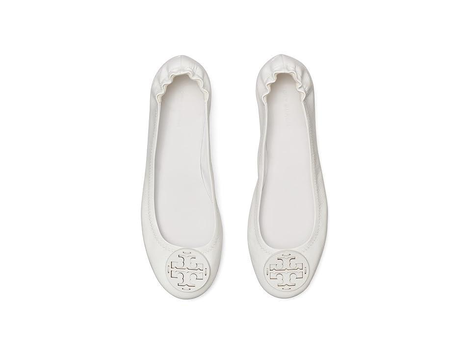 Tory Burch Minnie Travel Ballet w/ Leather Logo (Gardenia) Women's Shoes Product Image