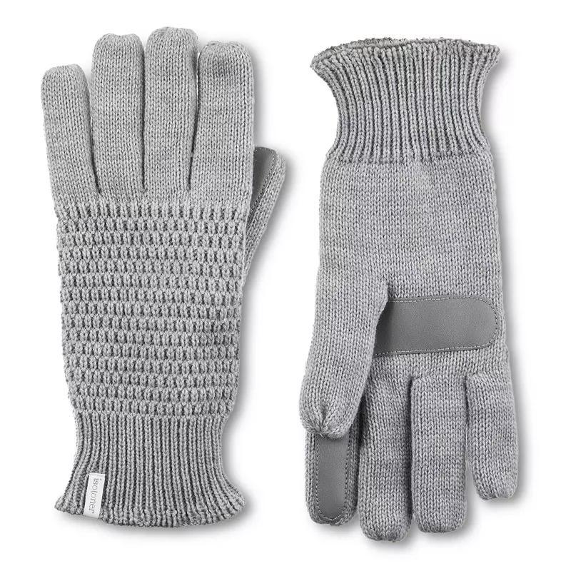 Womens isotoner Lined Water Repellent Textured Knit Gloves, Grey Grey Product Image