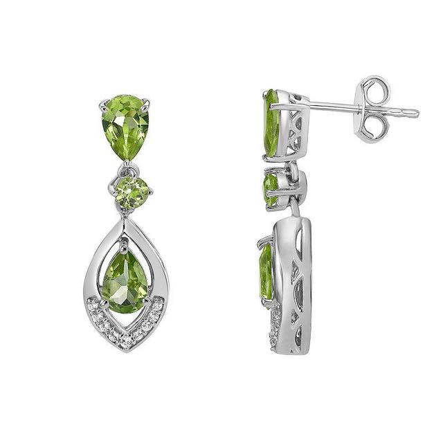 Gemminded Sterling Silver Peridot & Lab-Created White Sapphire Earrings, Womens, Green Product Image