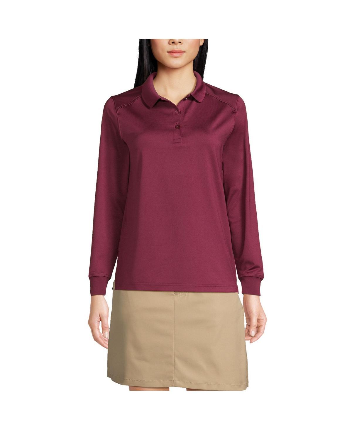 Lands End Womens School Uniform Long Sleeve Rapid Dry Polo Shirt Product Image