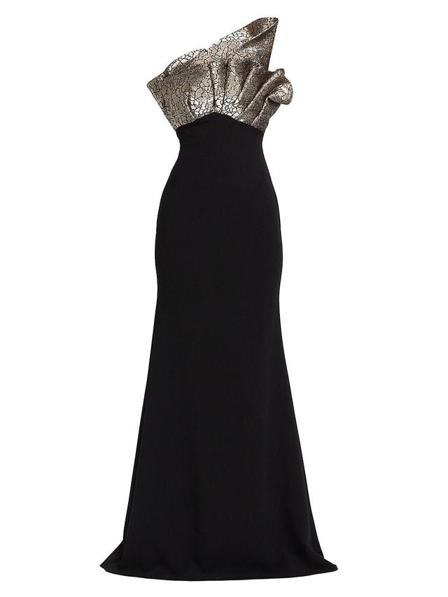 Womens Brocade & Crepe Strapless Gown Product Image