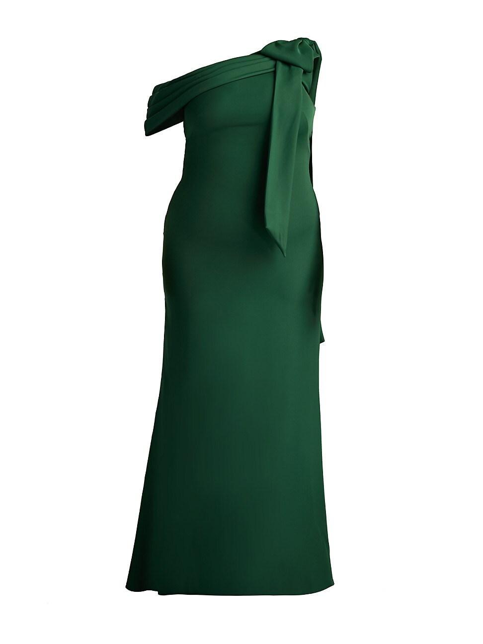 Womens Plus One-Shoulder Crepe Sheath Gown Product Image